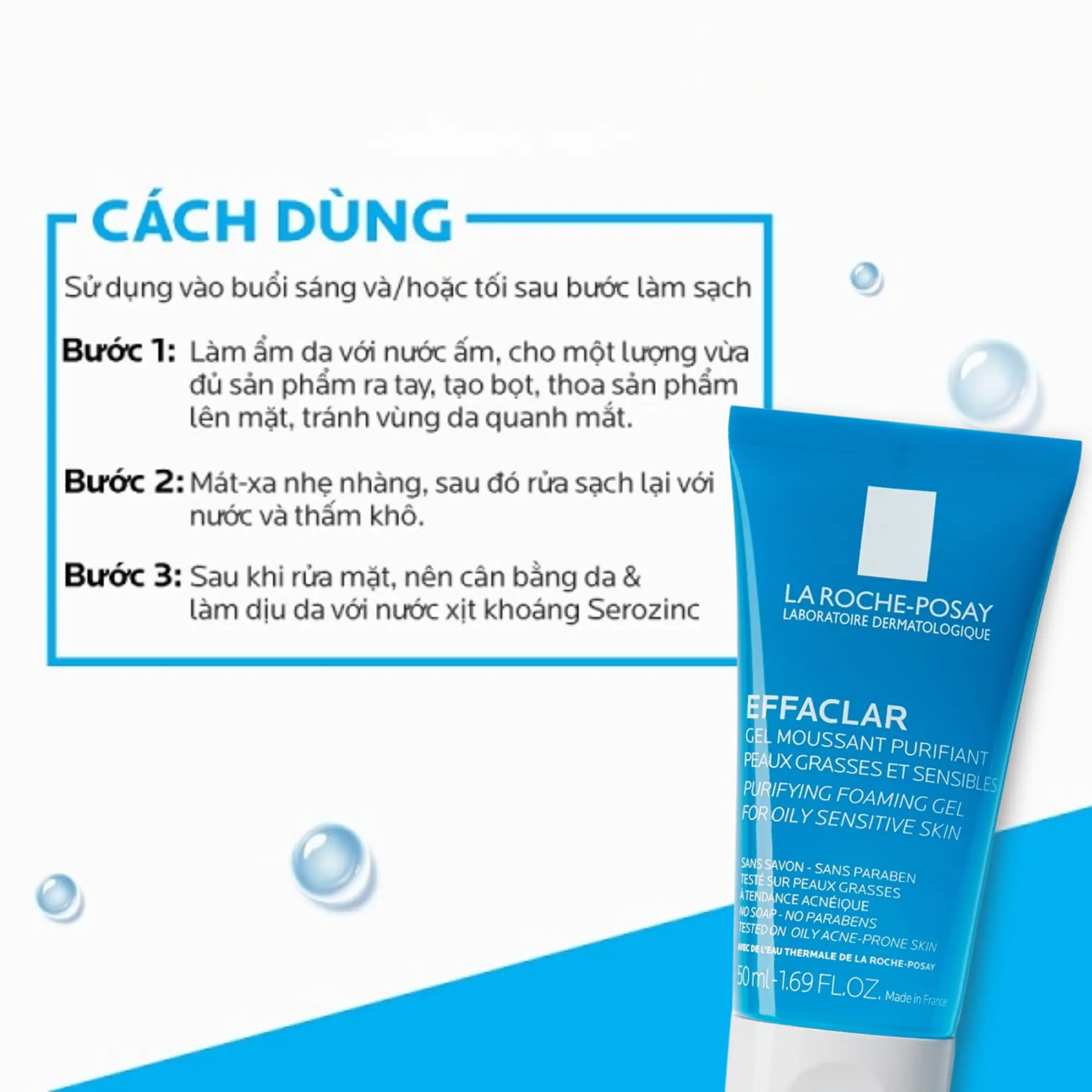 sữa rửa mặt da nhạy cảm la roche-posay