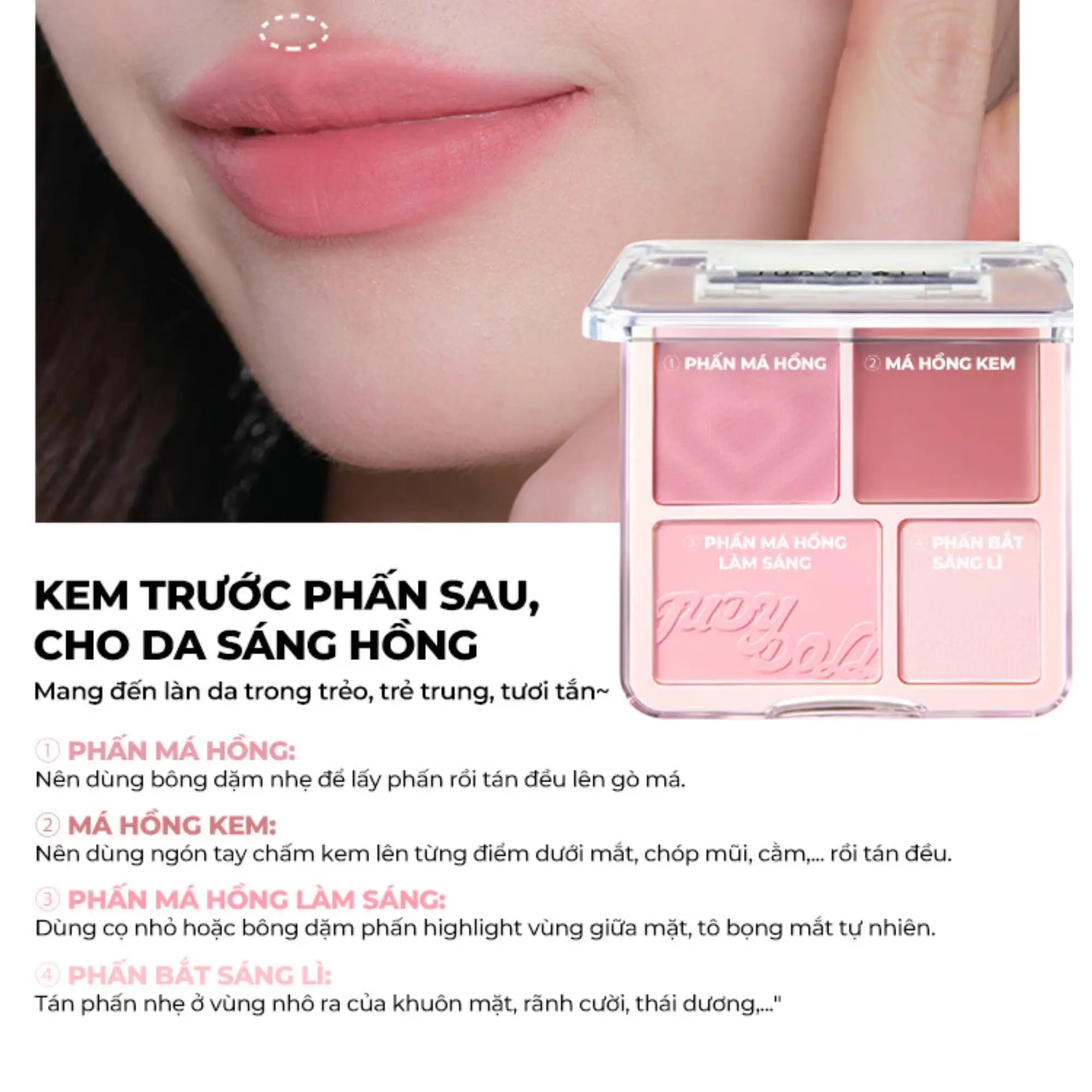 phấn má gồng 4 ô Judydoll