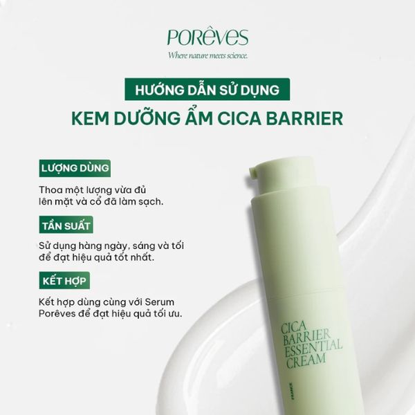 Kem Dưỡng Ẩm Phục Hồi Và Ngừa Kích Ứng Cho Da Nhạy Cảm Poreves Cica Barrier Essential Cream