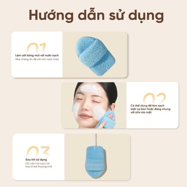Bộ Bông Rửa Mặt Amortals Wash To Smile Face Washing Pluff Slipper Shaped