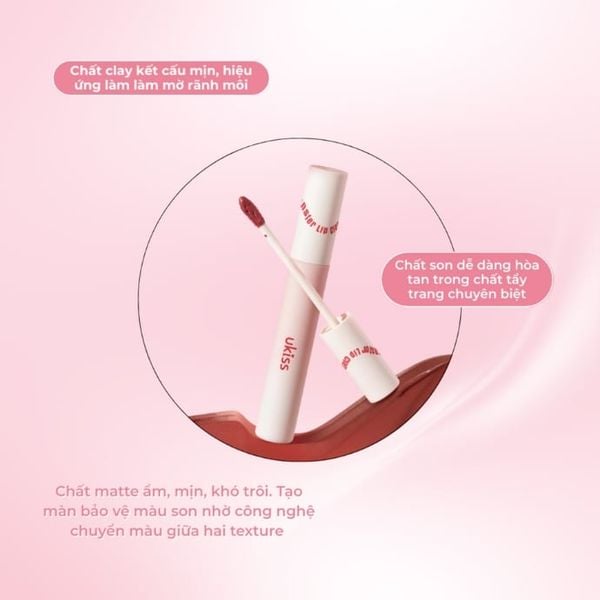 Son Kem Bùn Lâu Trôi Ukiss Creamy Matte Anti-Transfer Lip CLay