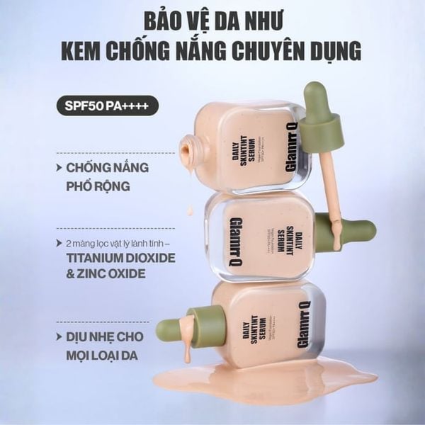 Kem Nền Căng Bóng Glamrr Q Daily Skintint Serum Vegan Foundation