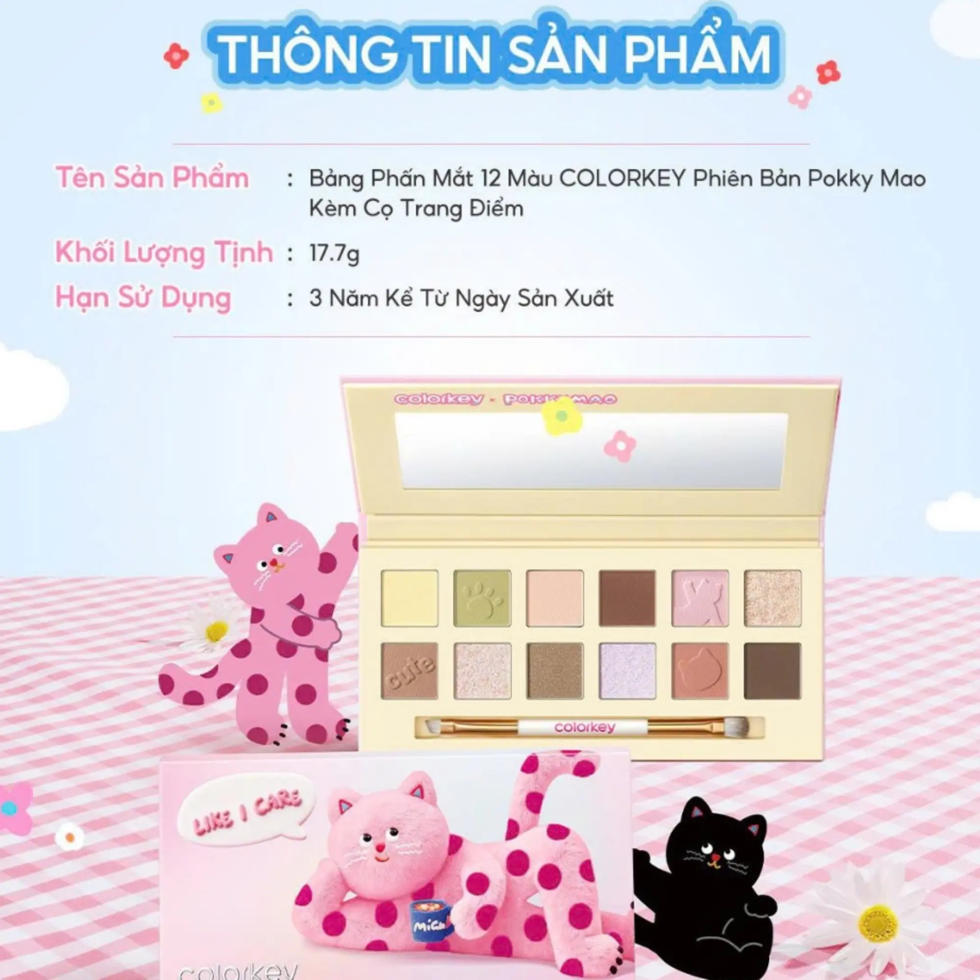 phấn mắt colorkey pokky mao