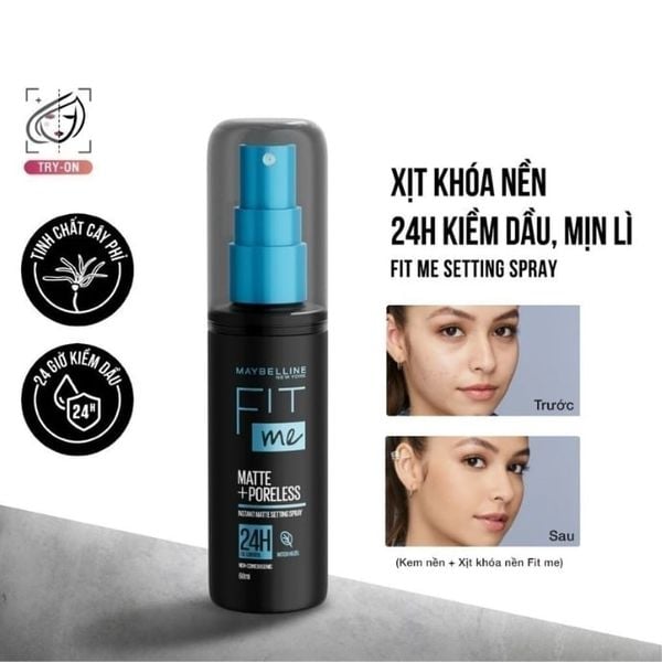 Xịt Khóa Nền Cố Định Trang Điểm Maybelline Fit Me Matte + Poreless Setting Spray