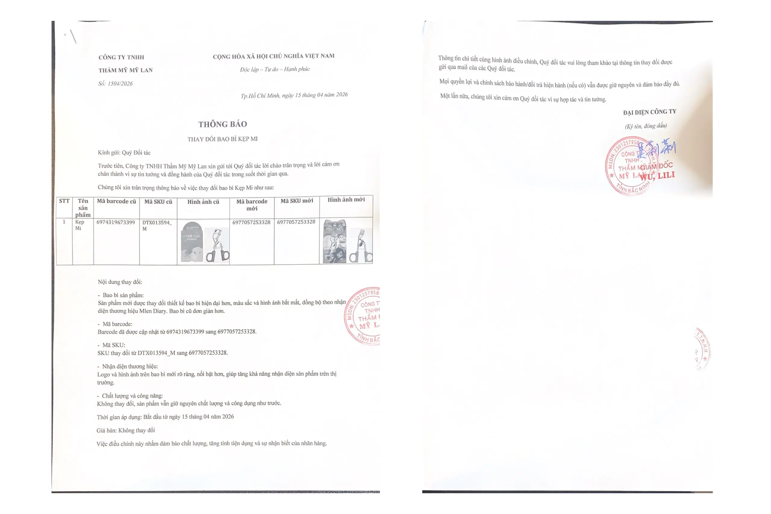 thay đổi bao bì mlen diary