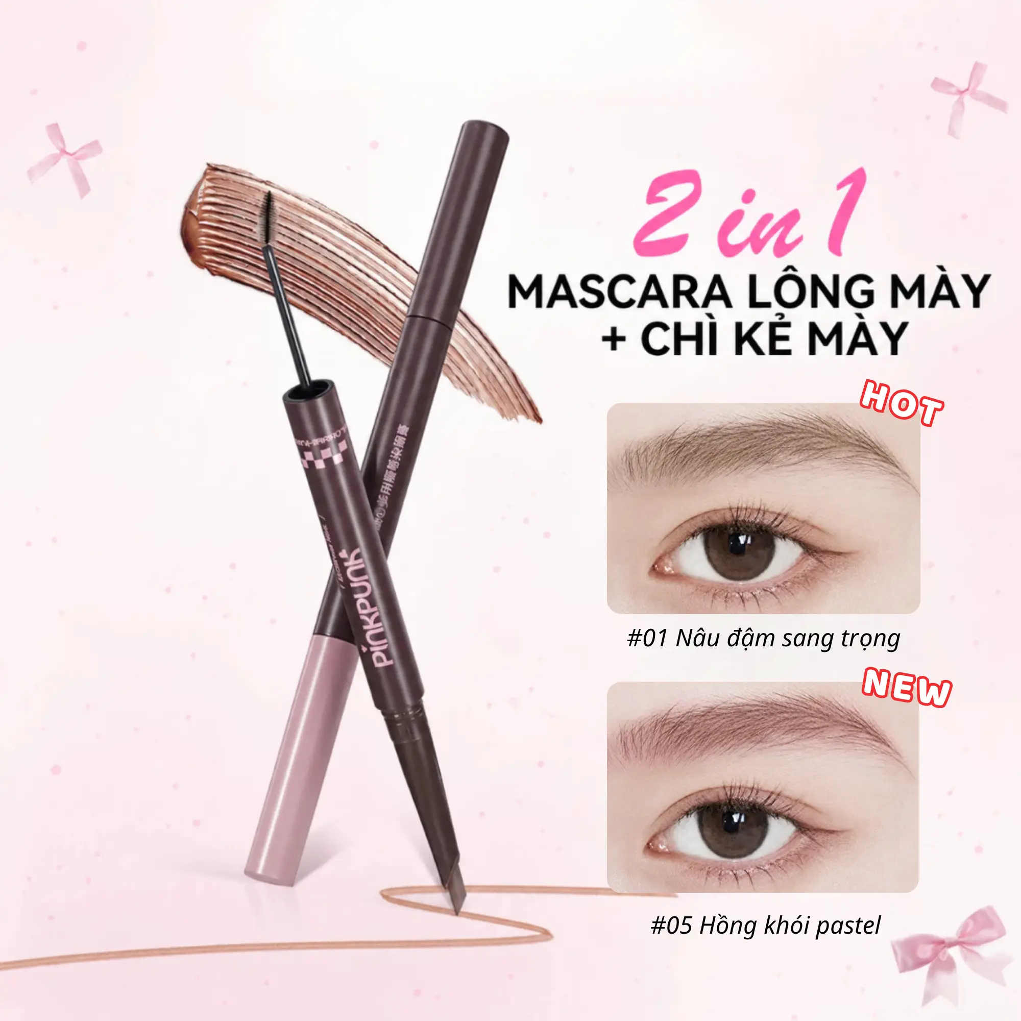 Pinkpunk mascara chân mày 2 đầu