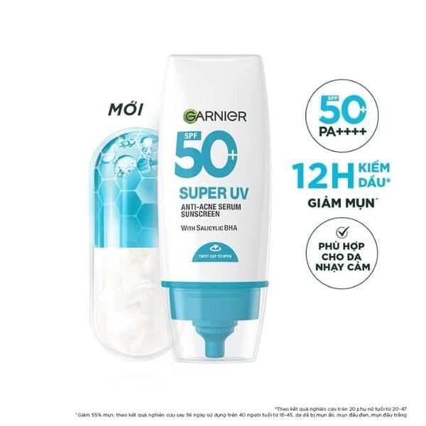 Serum Chống Nắng Garnier Super UV Anti-Acne Serum Sunscreen SPF 50+ PA++++