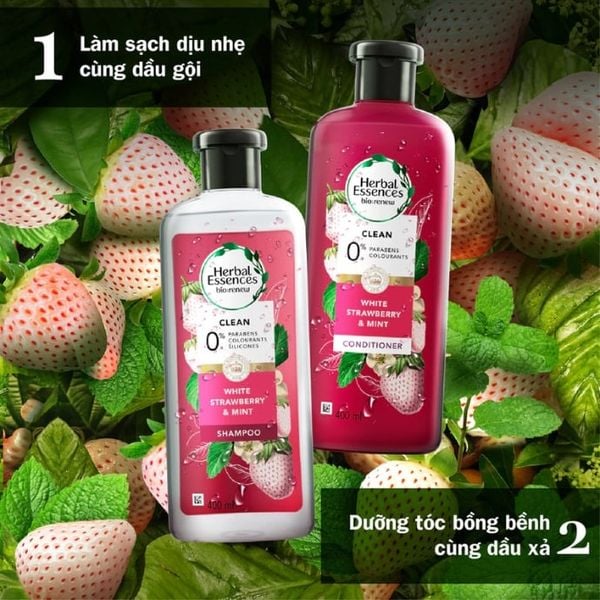 Dầu Xả Dâu Trắng Bạc Hà Herbal Essences White Strawberry & Mint Conditioner