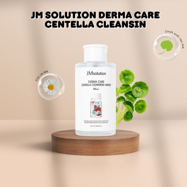Nước Tẩy Trang Chiết Xuất Rau Má Cho Da Dầu Mụn JM Solution Derma Care Centella Cleansing Water Clear