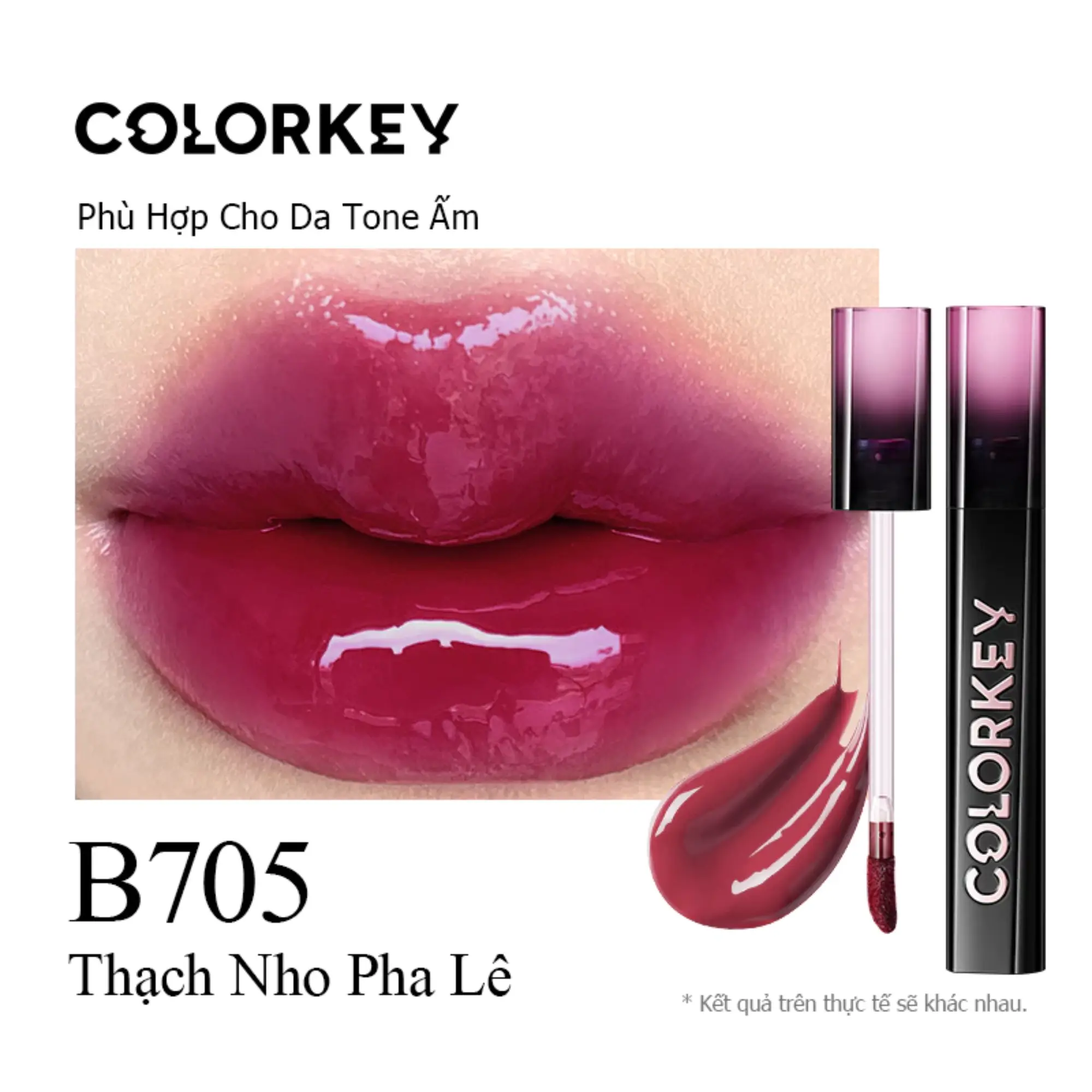 son bóng gương colorkey b705 thạch nho pha lê