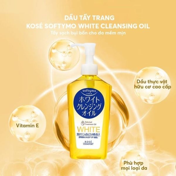 Dầu Tẩy Trang Dưỡng Trắng Da Kose Softymo White Cleansing Oil (mẫu mới)