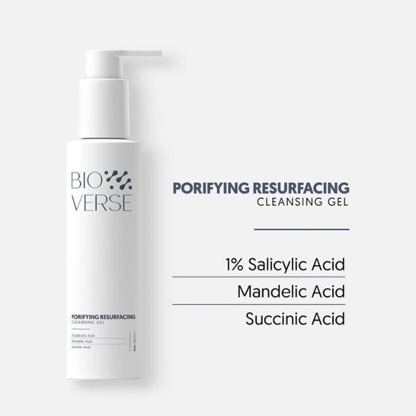 Gel Rửa Mặt Sạch Sâu Mềm Da Giảm Dầu Bioverse Porifying Resurfacing Cleansing Gel