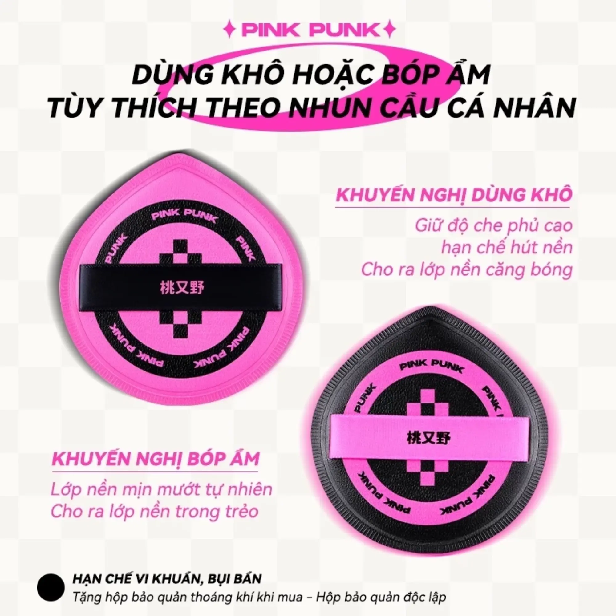 Pinkpunk bông mút túi 4 món