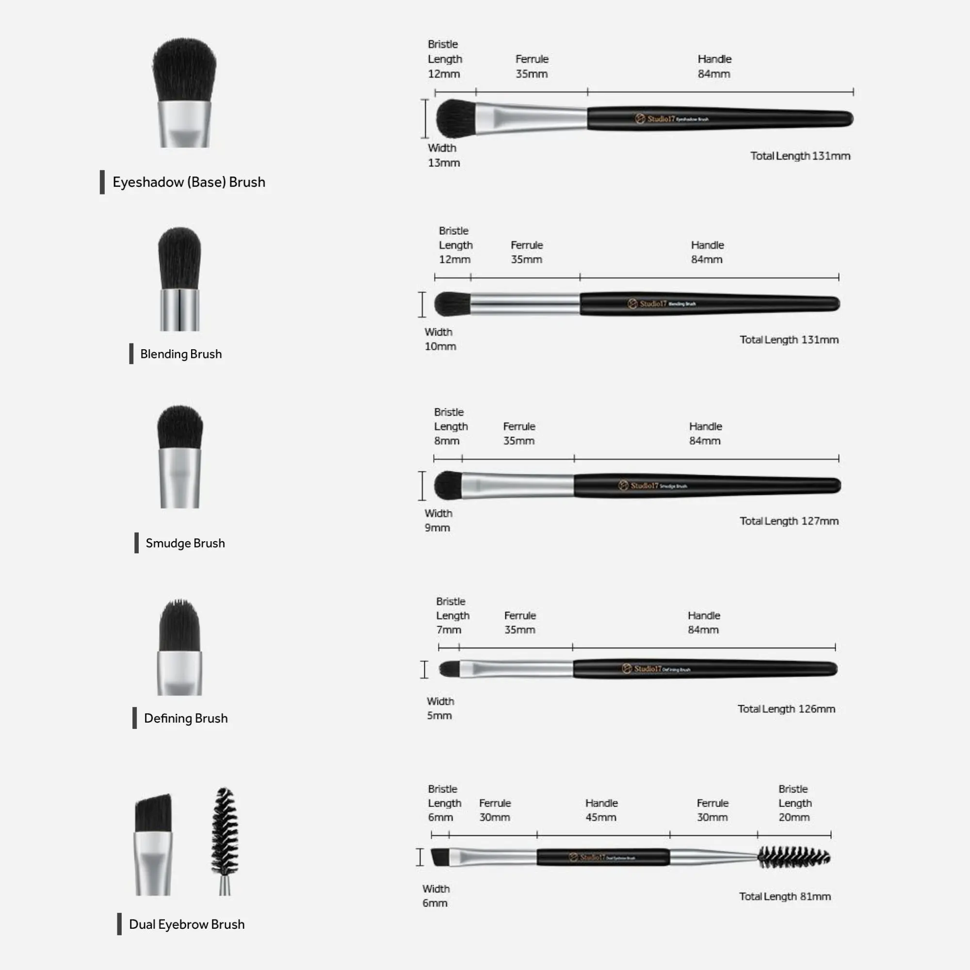 Studio17 bộ cọ mắt 5 cây
