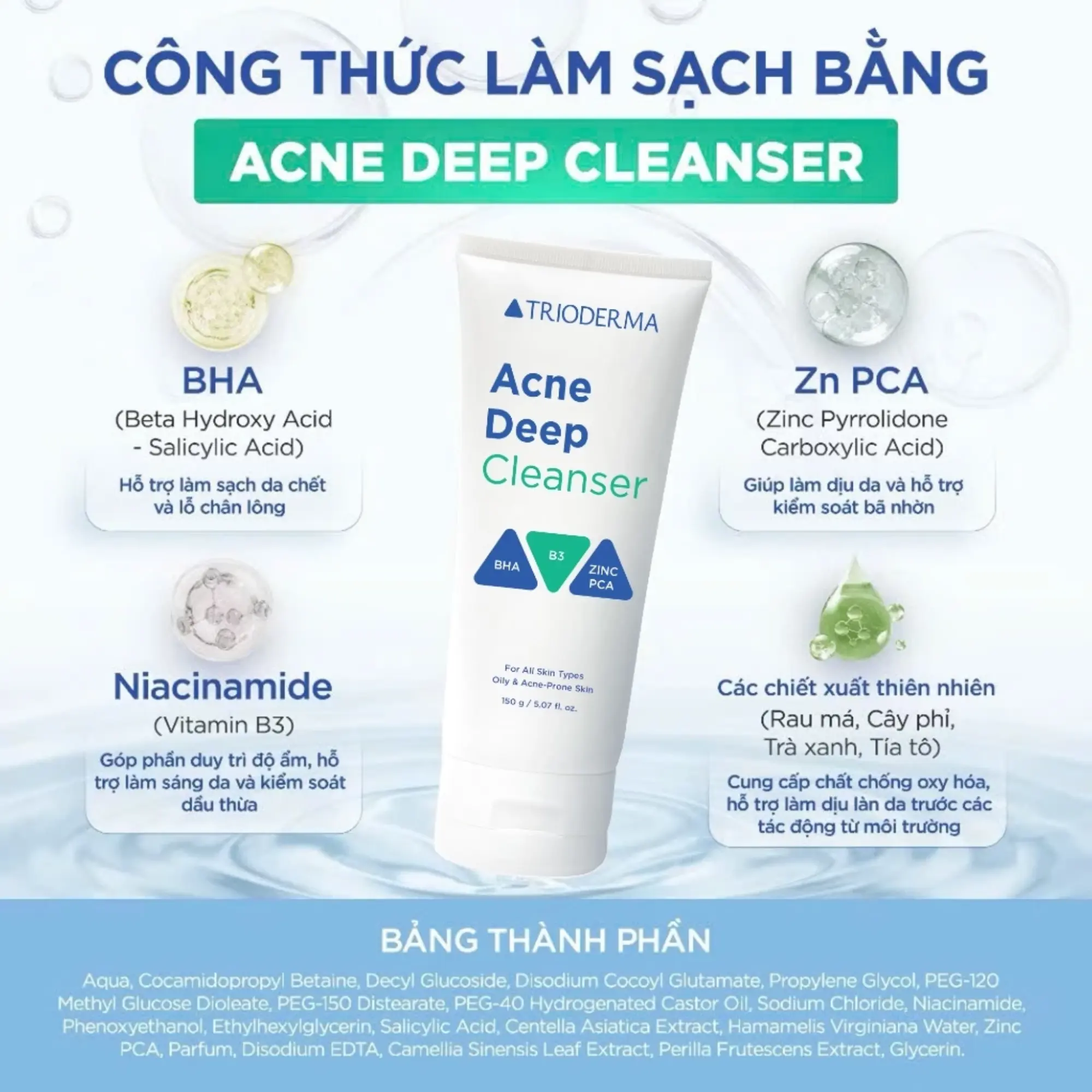 Trioderma gel rửa mặt