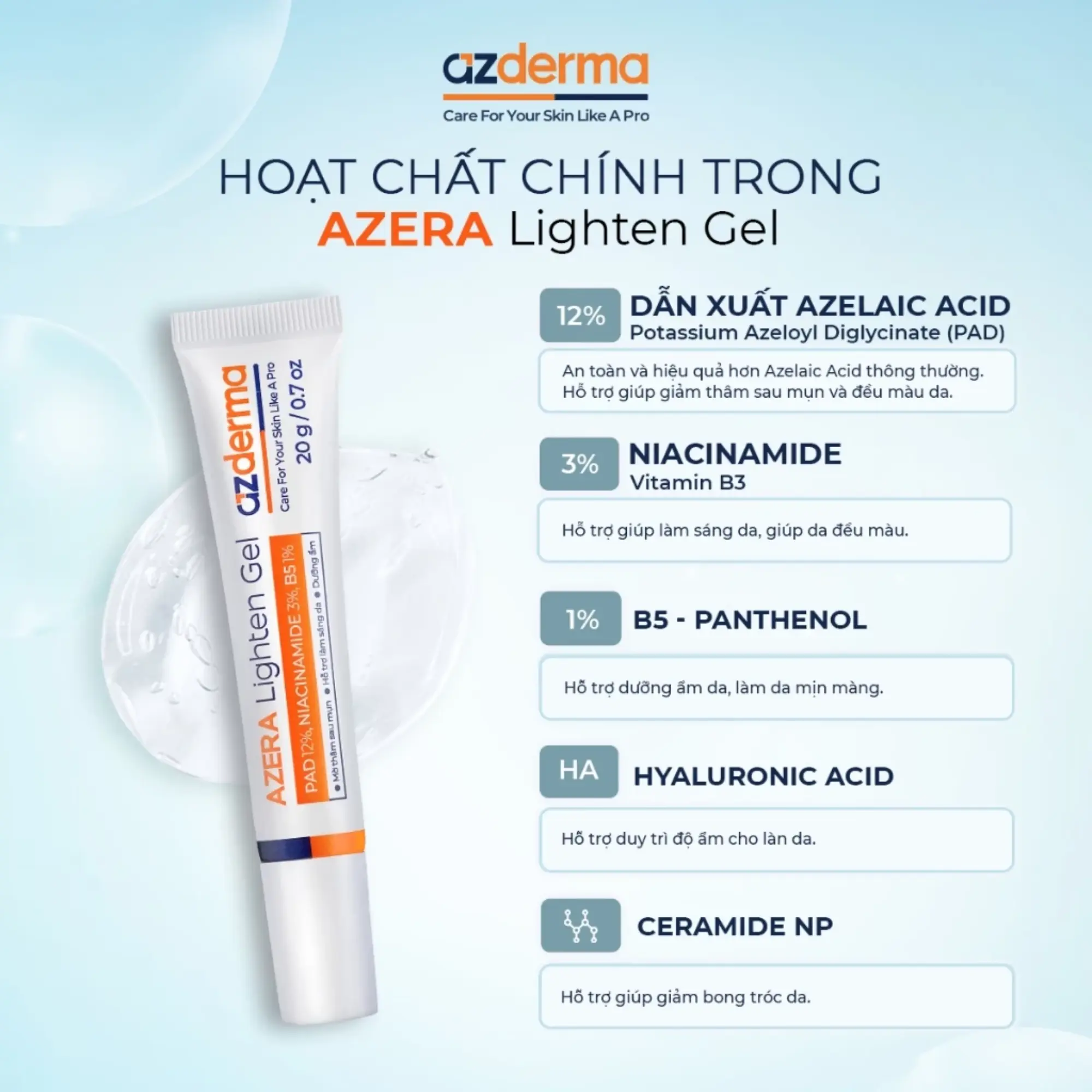 gel dưỡng mờ th&acirc;m mụn azderma