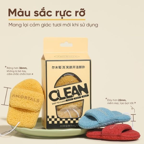 Bộ Bông Rửa Mặt Amortals Wash To Smile Face Washing Pluff Slipper Shaped