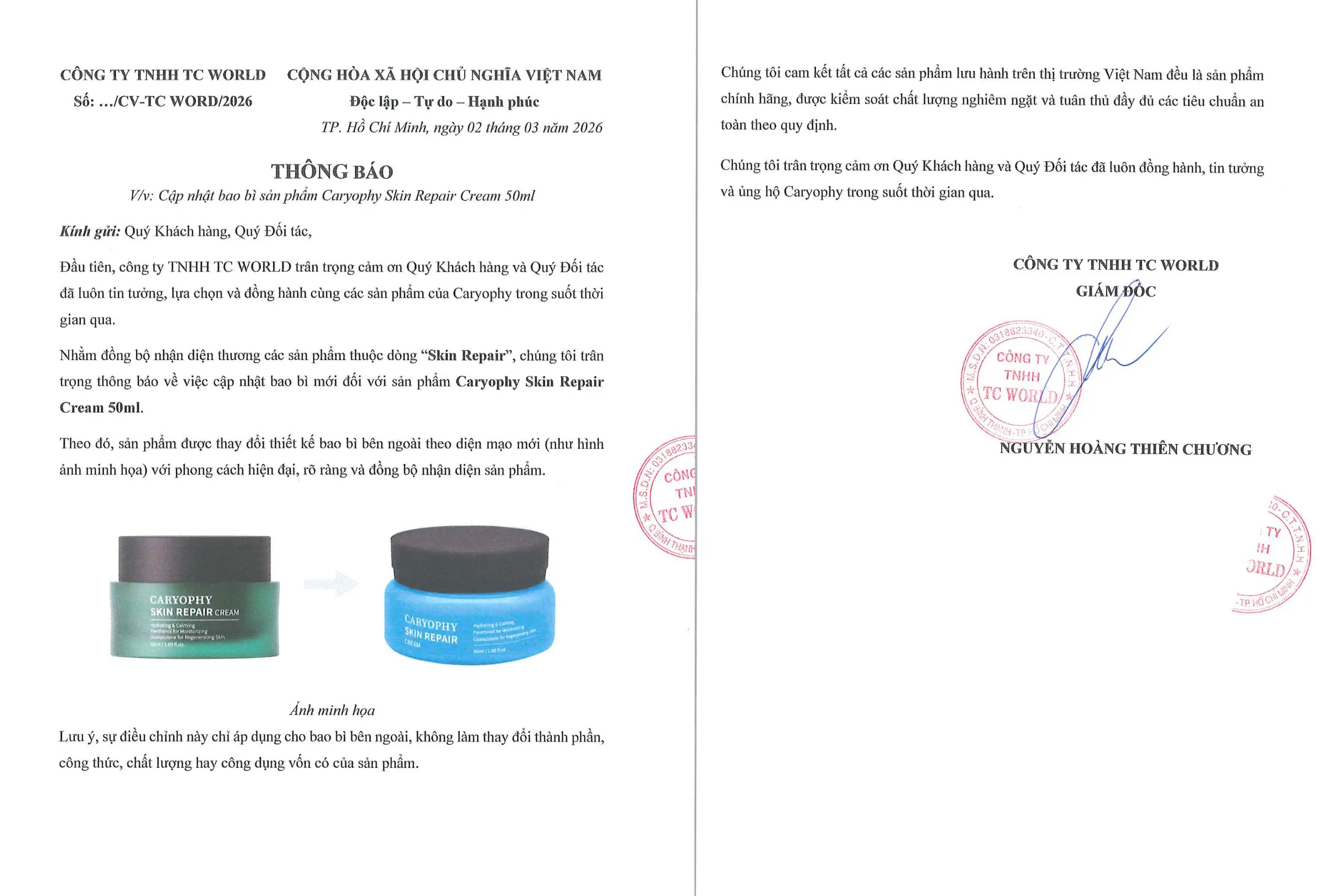 thay đổi bao bì carypphy