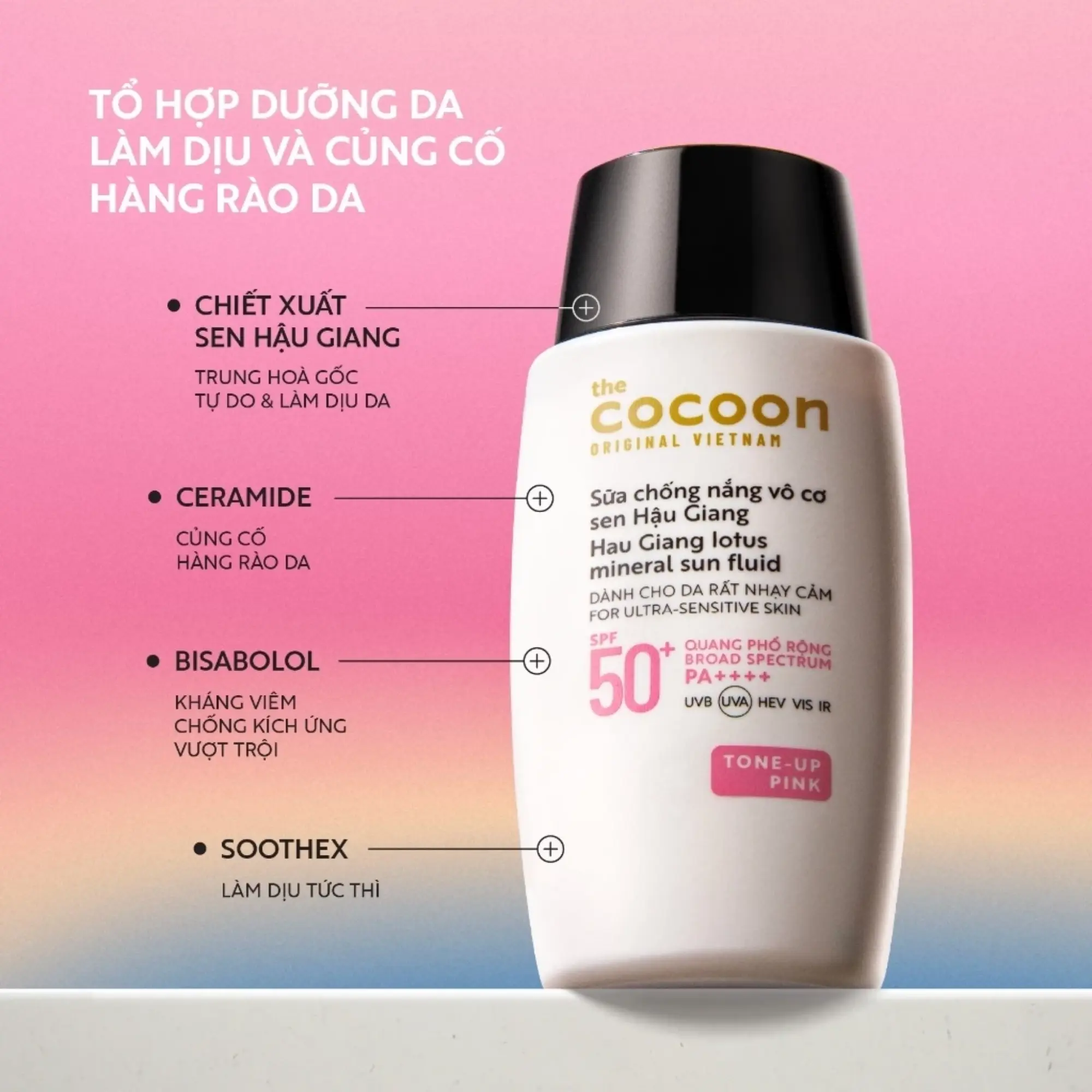 chống nắng cocoon nâng tone hồng