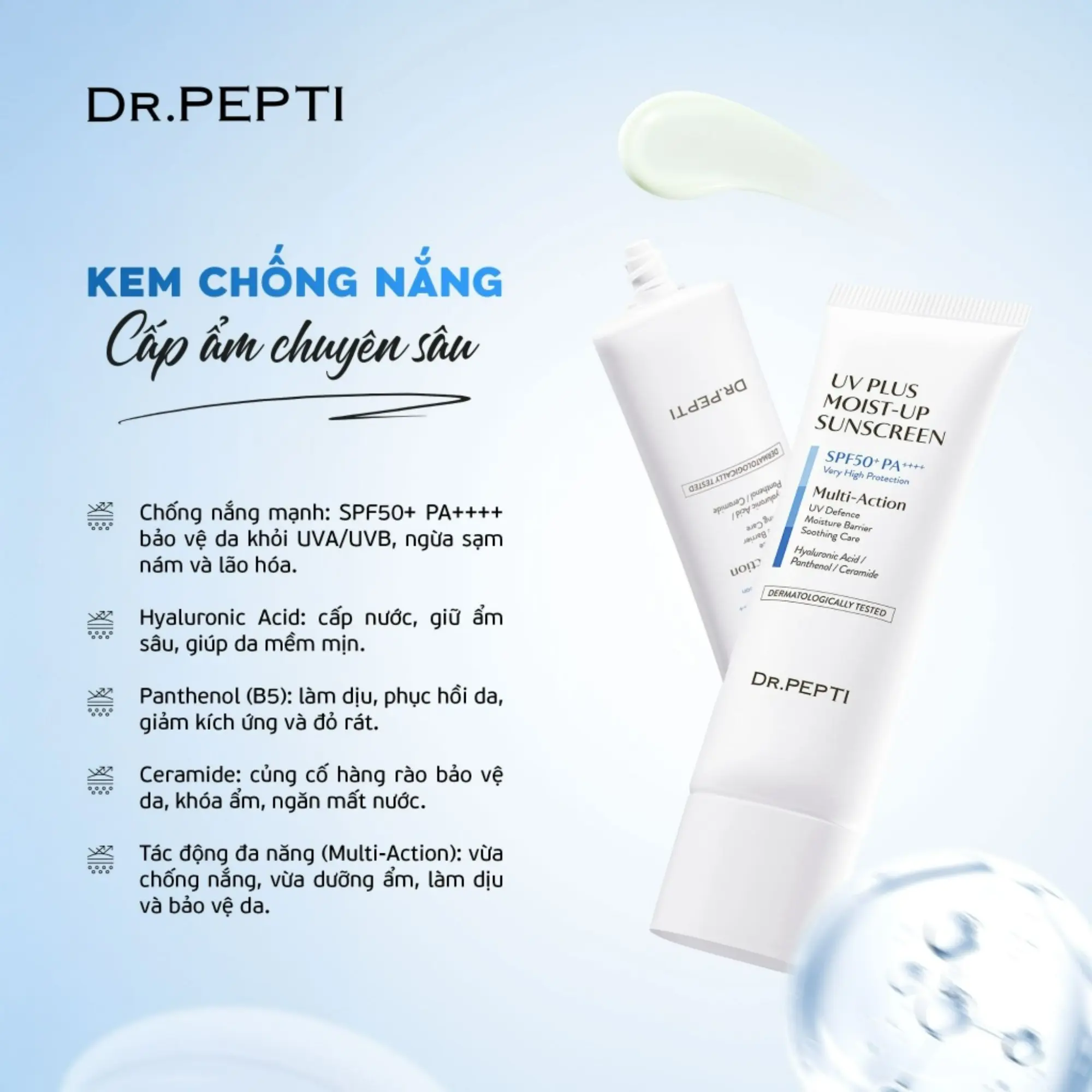 Kem Chống Nắng Hạ Nhiệt & Phục Hồi Dr. Pepti