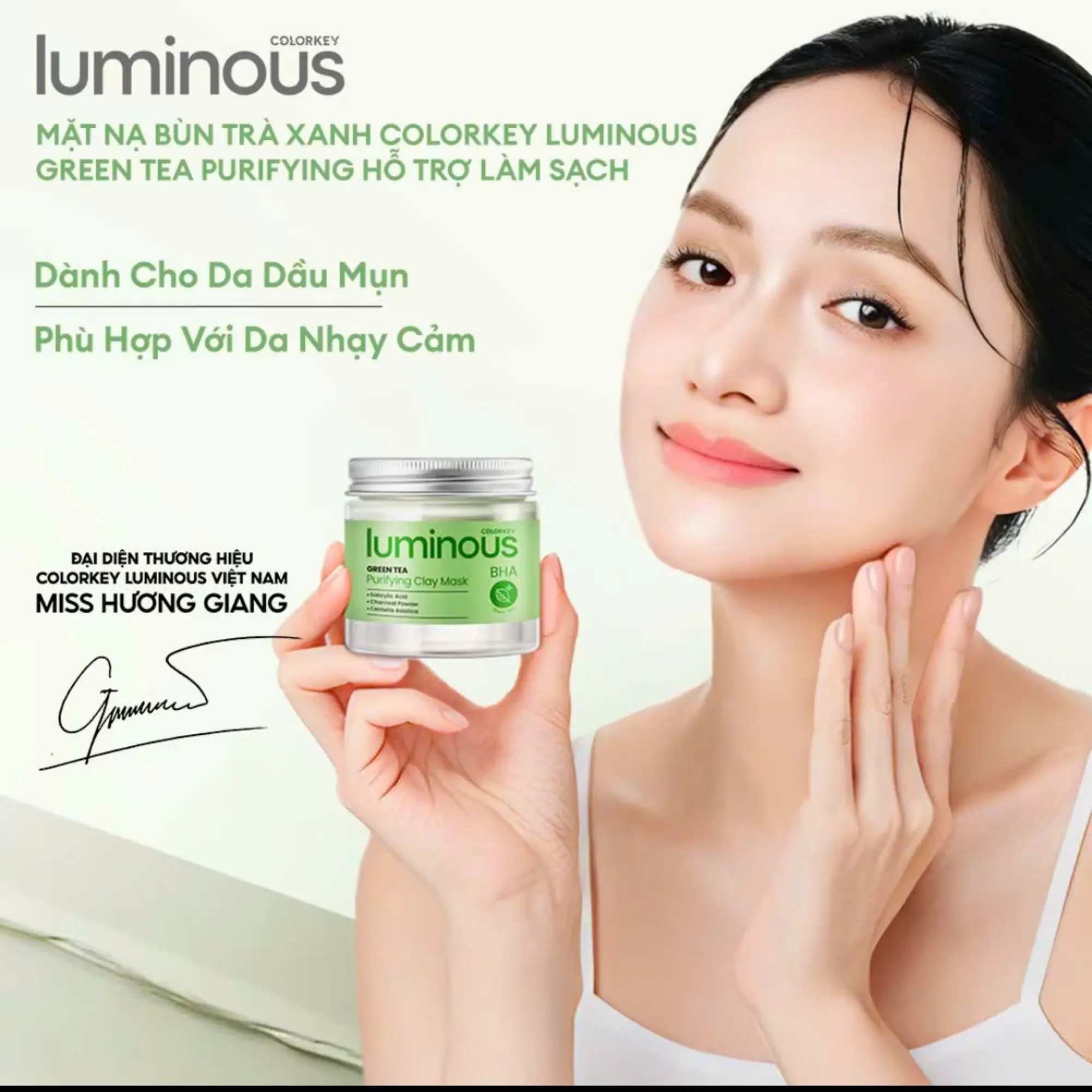 mặt nạ đất sét colorkey trà xanh