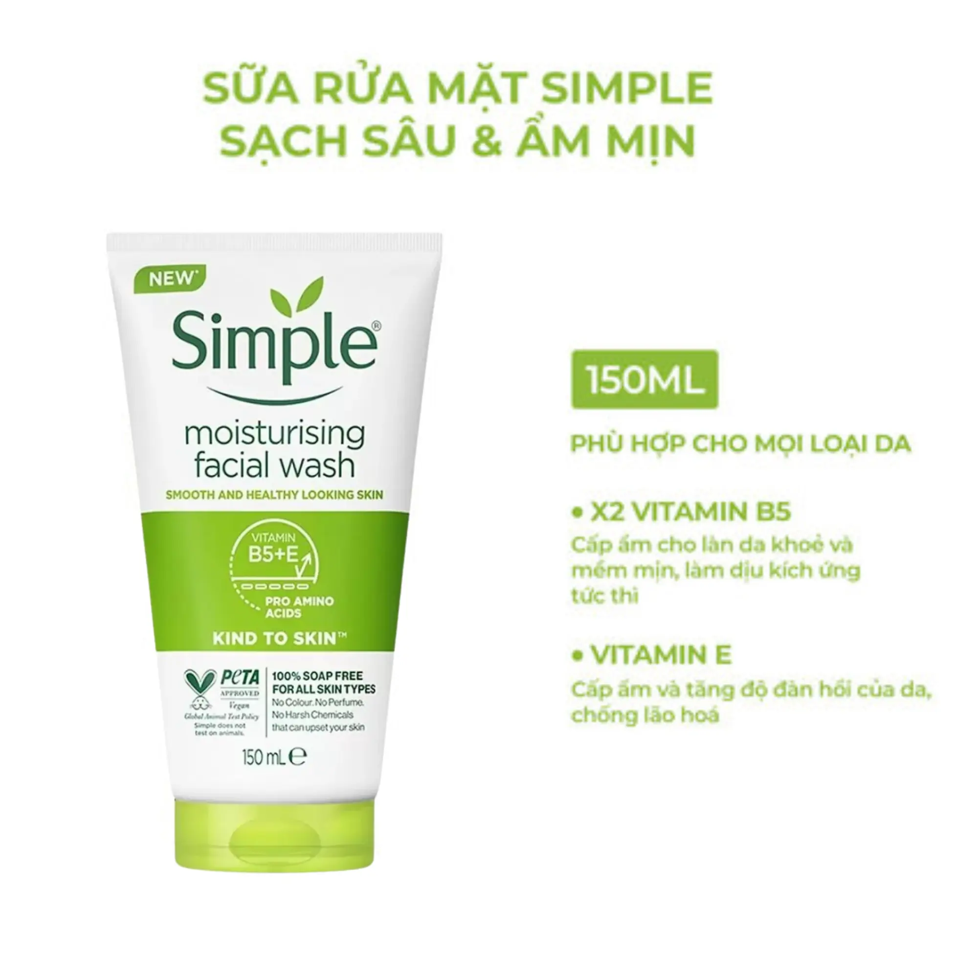sữa rửa mặt dịu da simple