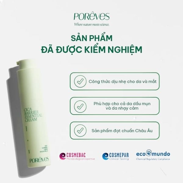 Kem Dưỡng Ẩm Phục Hồi Và Ngừa Kích Ứng Cho Da Nhạy Cảm Poreves Cica Barrier Essential Cream