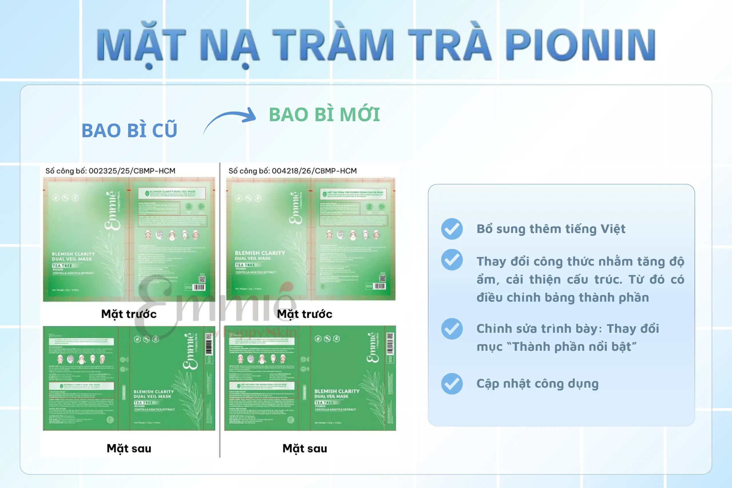 thay đổi bao bì Emmie