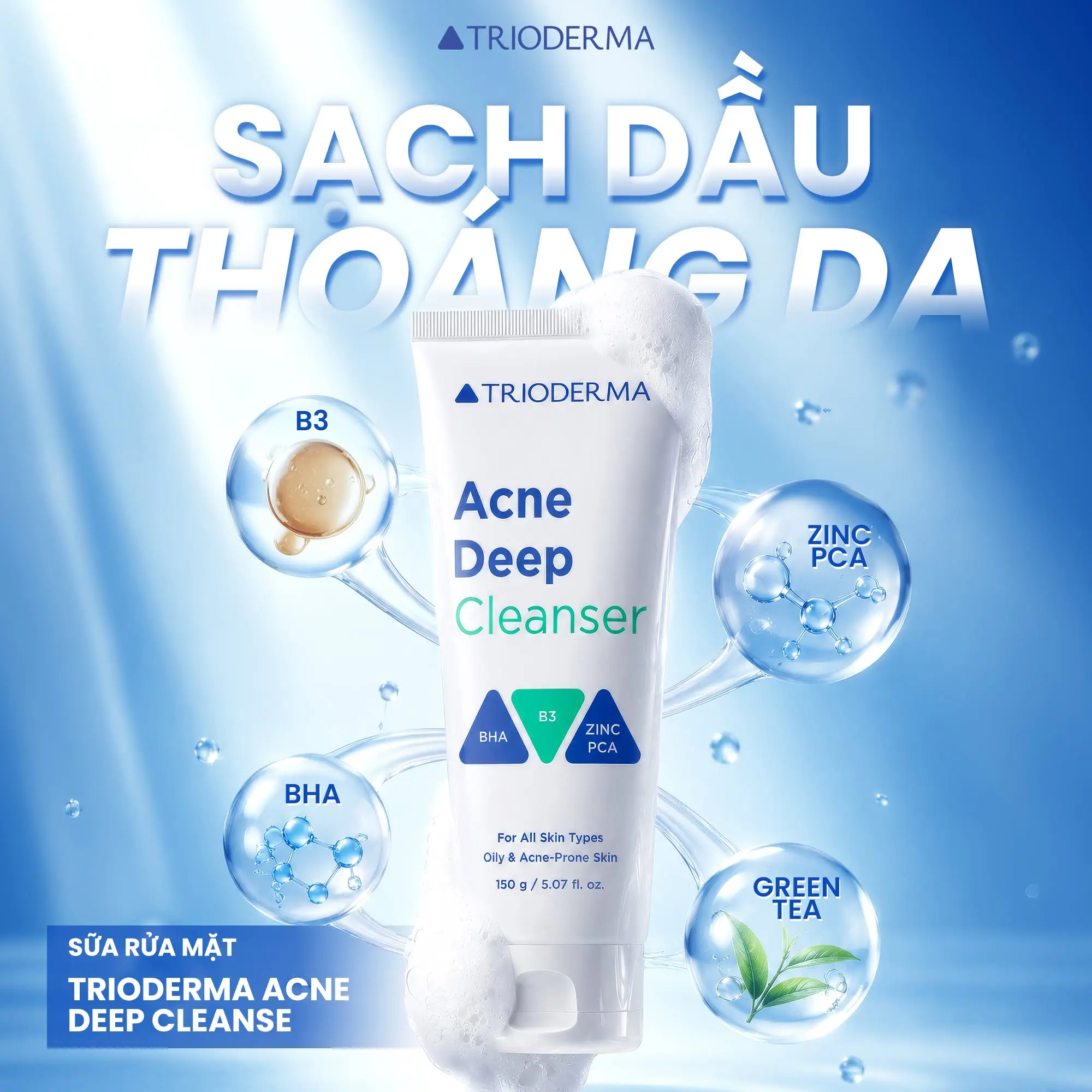 Trioderma gel rửa mặt