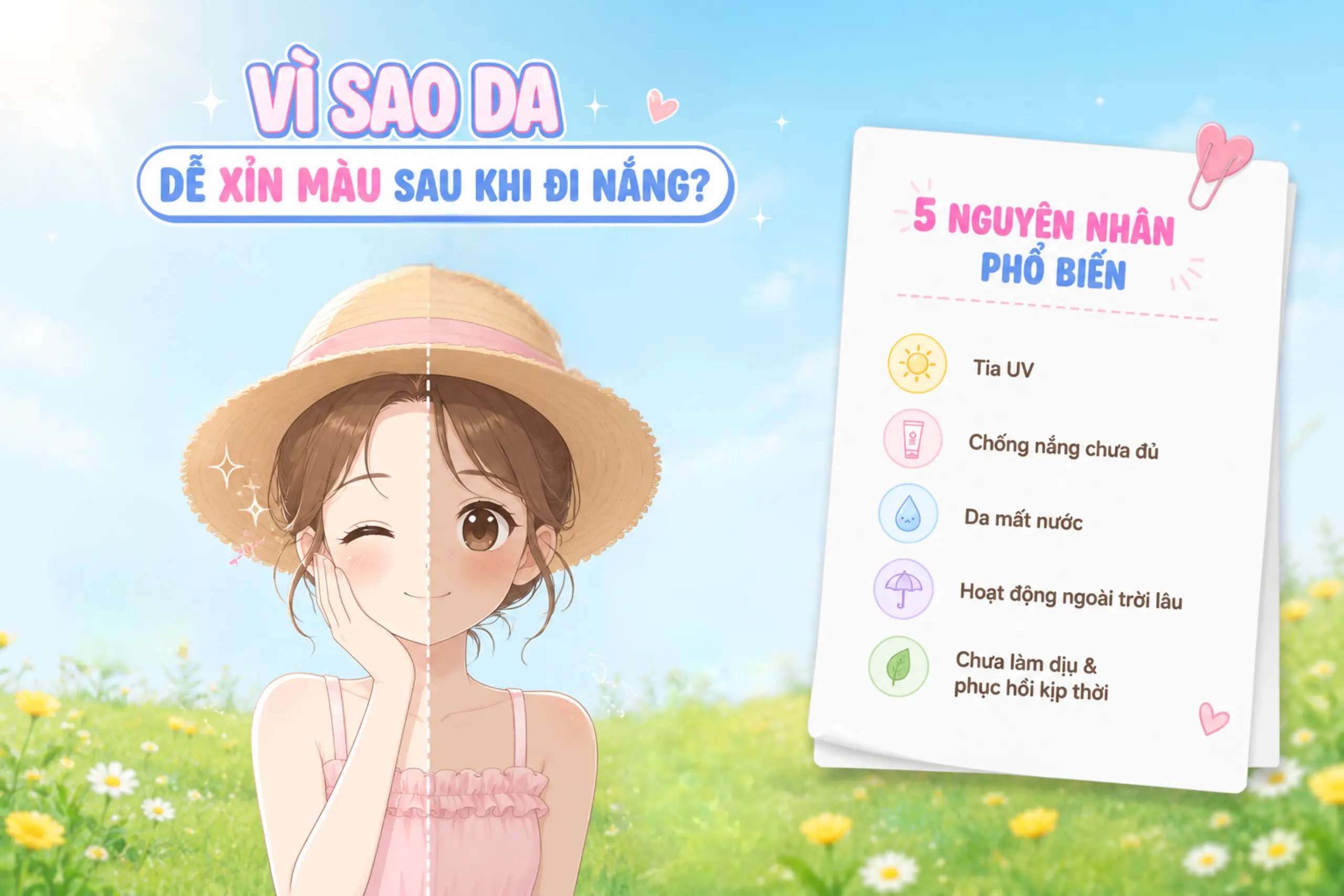 da xỉn màu sau khi đi nắng