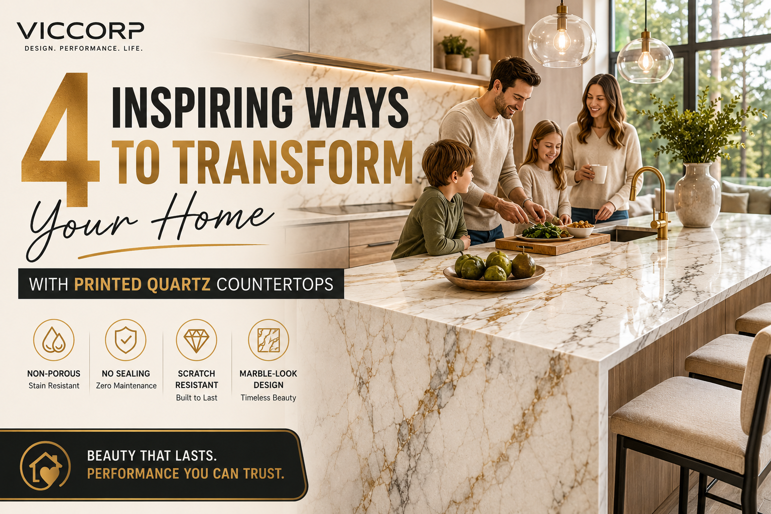 4 Inspiring Ways to Transform Your Home with Printed Quartz Countertops