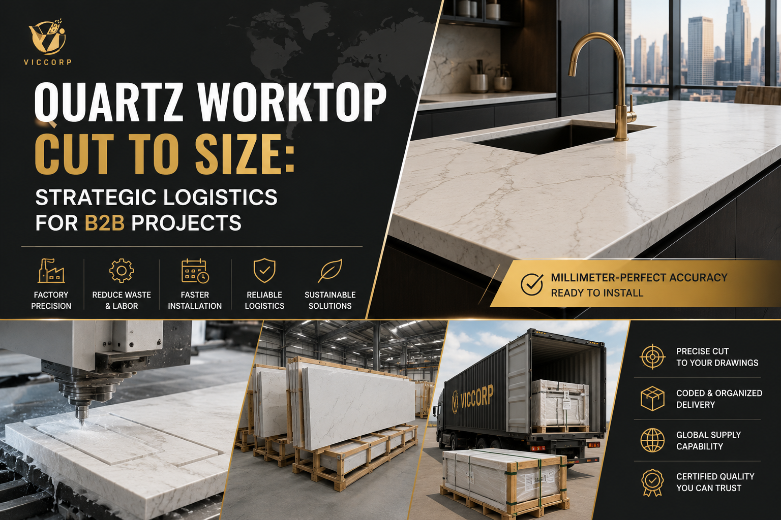 Quartz worktop cut to size: Strategic logistics for B2B projects
