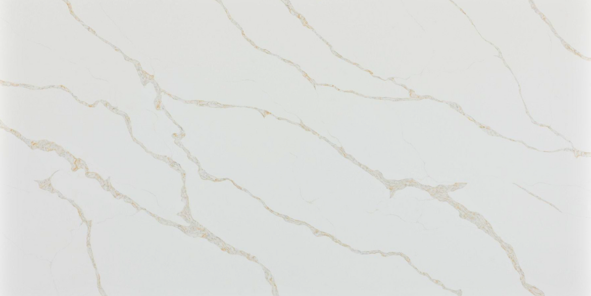 Calacatta Cipollino features a crisp white background highlighted by soft gold-grey linear veining, bringing a refined, modern elegance to any interior surface.