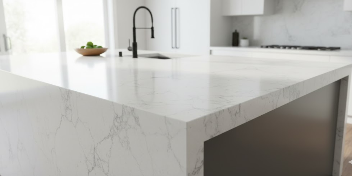 Carrara Unique features a crisp white background enhanced by finely scattered grey veins that bring subtle texture and movement.