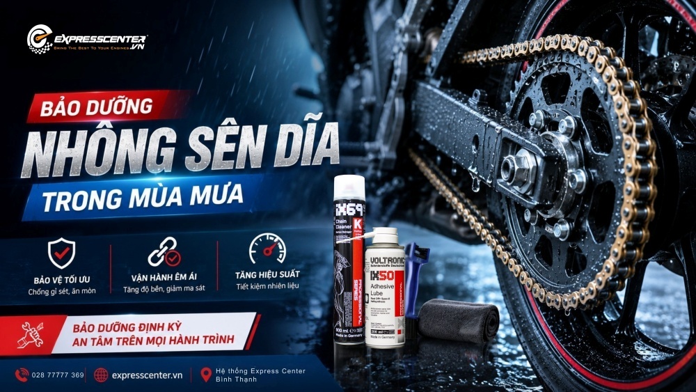 Bí quyết bảo dưỡng nhông sên dĩa trong mùa mưa