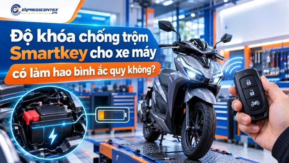 Độ khóa chống trộm Smartkey cho xe máy có làm hao bình ắc quy không?