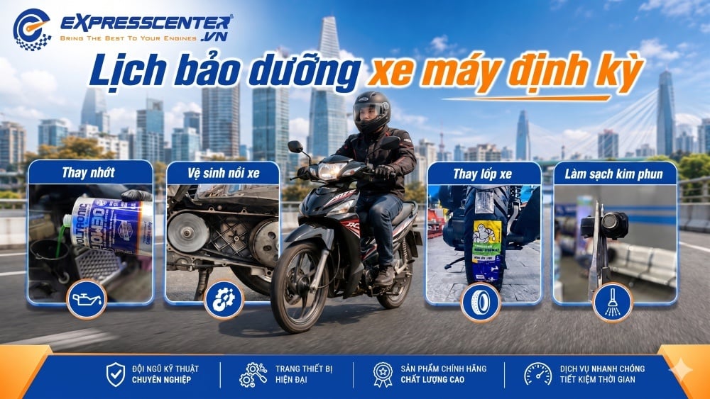 Lịch bảo dưỡng xe máy định kỳ và bảng giá dịch vụ mới nhất tại Express Center