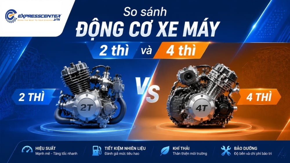 So sánh sự khác nhau giữa động cơ xe máy 2 thì và 4 thì