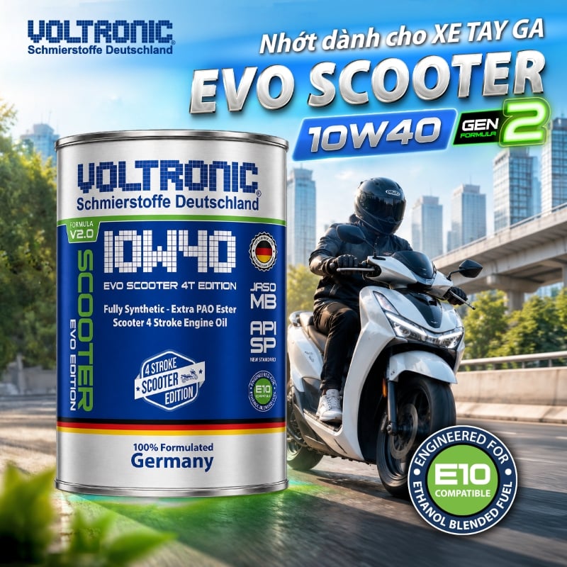 Dầu Nhớt Xe Tay Ga Voltronic EVO Scooter 4T Edition 10w40 SP 800ml