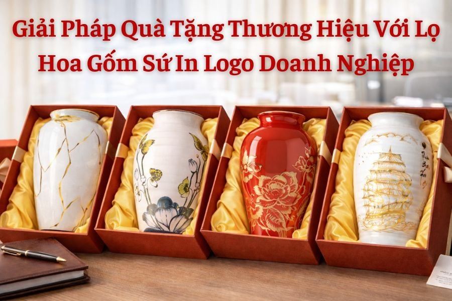 Giải Pháp Quà Tặng Thương Hiệu Với Lọ Hoa Gốm Sứ In Logo Doanh Nghiệp