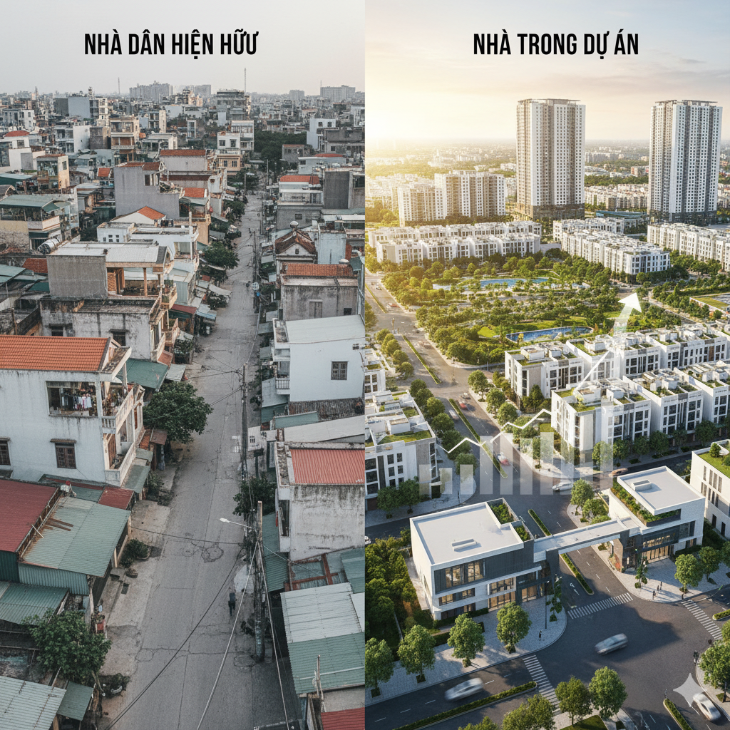 Vì sao nhà trong dự án luôn đắt hơn nhà dân hiện hữu cùng khu vực