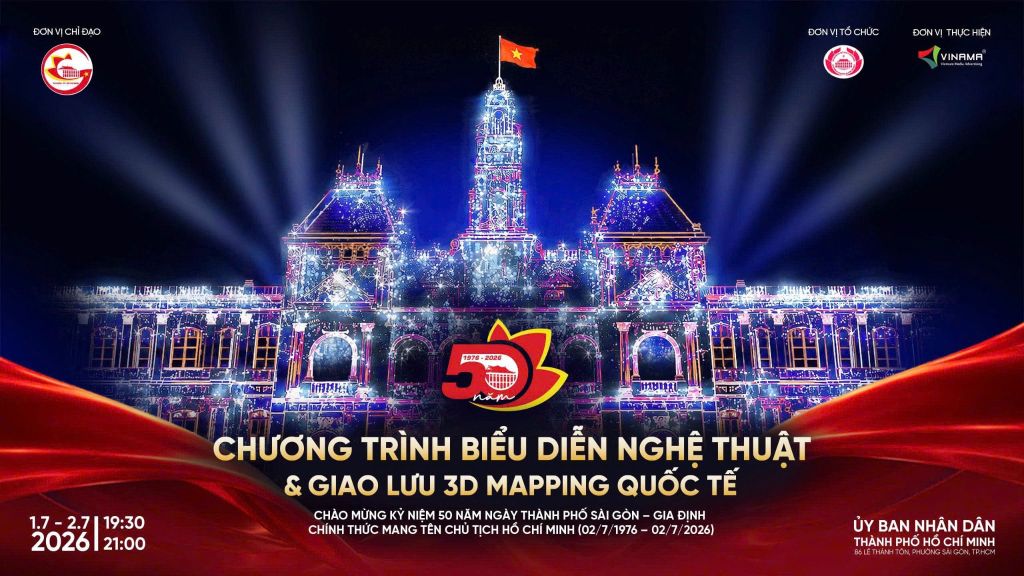 VINAMA vinh dự là đơn vị thực hiện 3D Mapping mừng 50 năm thành phố mang tên Bác