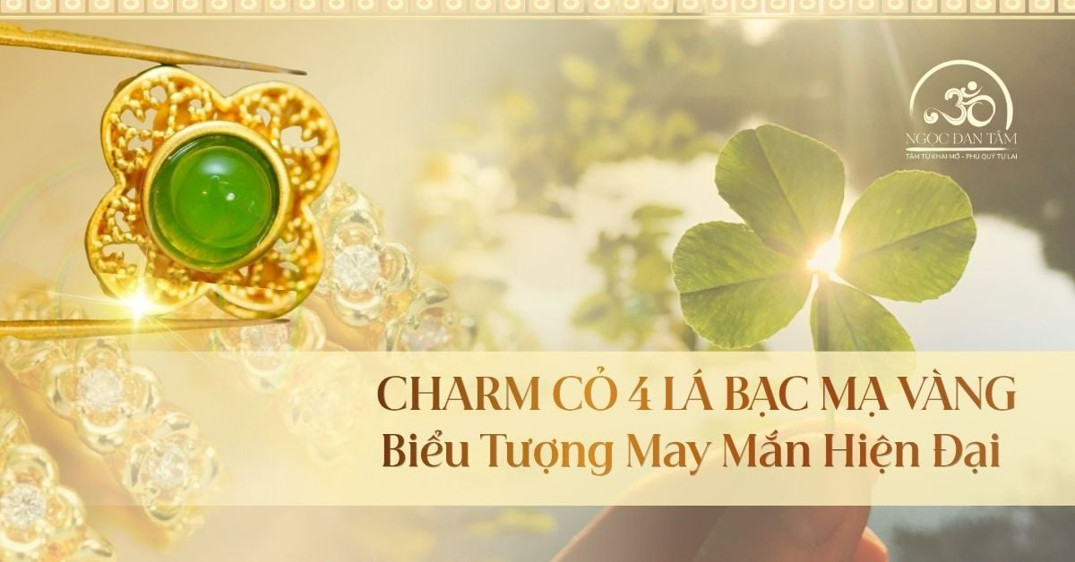 Charm Cỏ 4 Lá Bạc Mạ Vàng: Biểu Tượng May Mắn Hiện Đại
