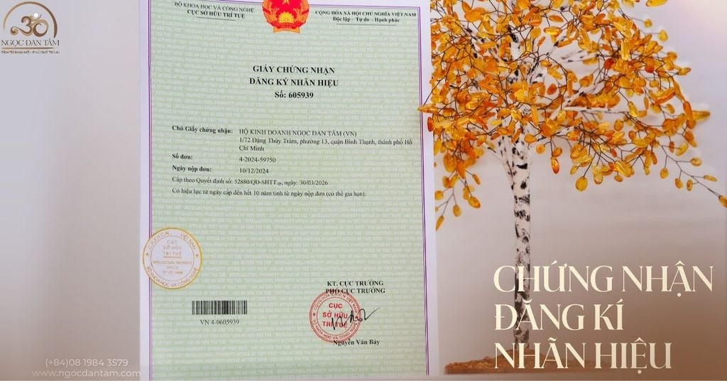 Giấy Chứng Nhận Đăng Ký Nhãn Hiệu Ngọc Đan Tâm