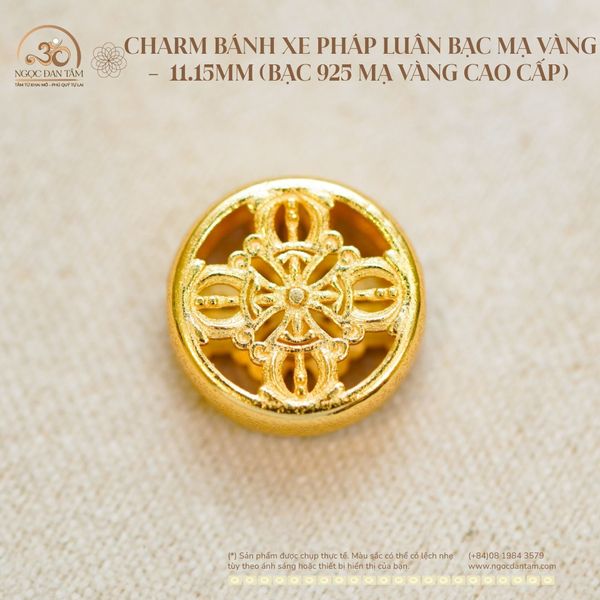 _Charm Bánh Xe Pháp Luân Bạc Mạ Vàng