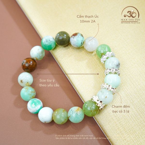 CẨM THẠCH ÚC PHỐI CHARM CỎ 3 LÁ 10MM 2A