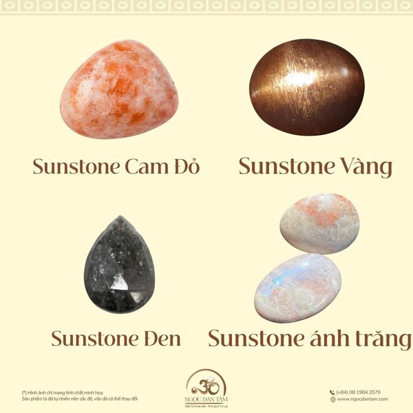 Các biến thể của đá mặt trời sunstone