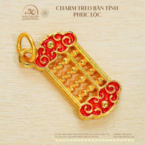Charm Bàn Tính bạc mạ vàng