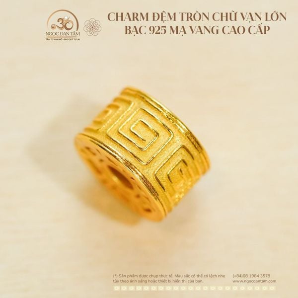 Charm Chữ Vạn bạc mạ vàng