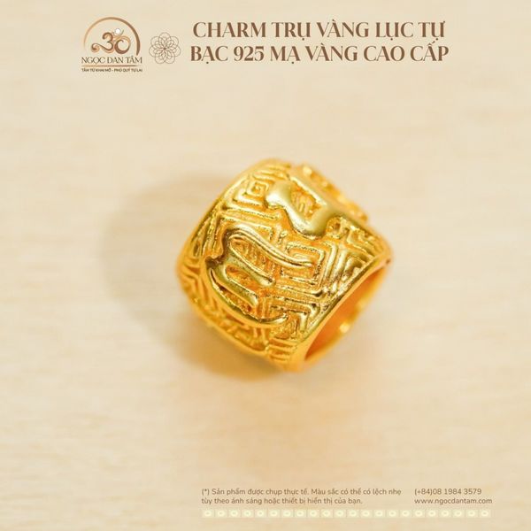 Charm Lục Tự bạc mạ vàng